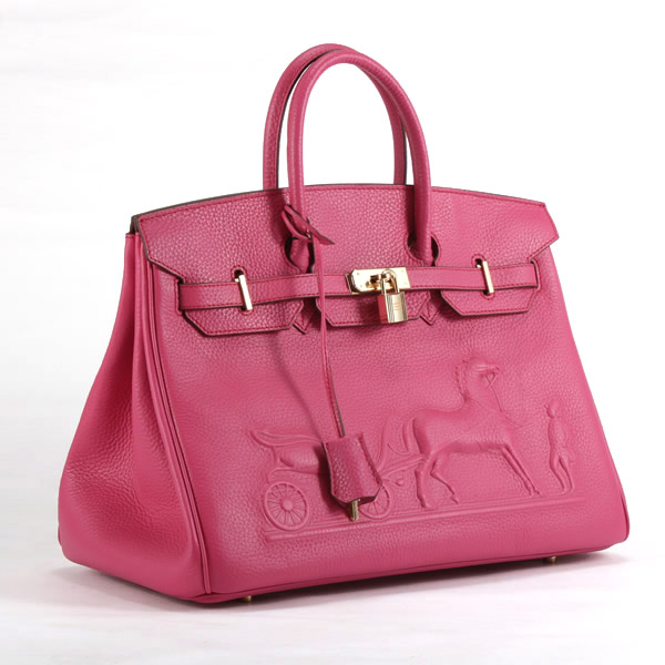 High Quality Fake Hermes Birkin 35CM with Embossed logo Handbag Peachblow 6089